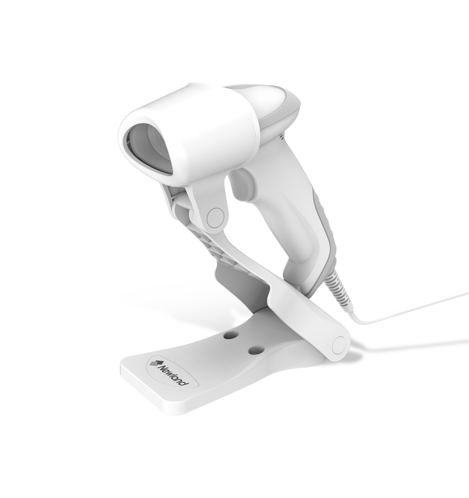 Perspective view HR32 Marlin Corded HC handheld scanner in stand