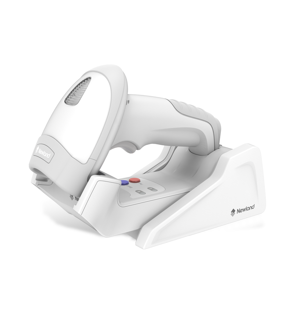 Side view HR32 Marlin Bluetooth HC handheld scanner in stand