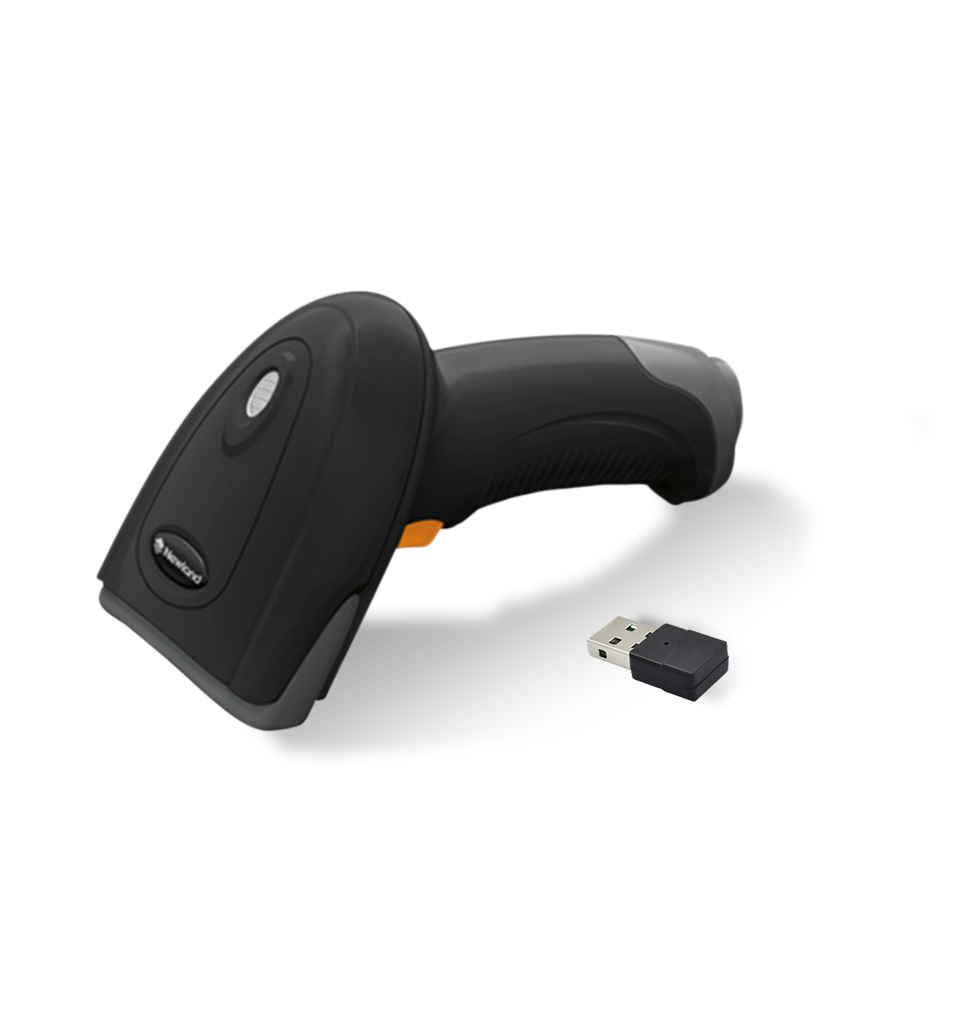 Perspective side view HR22 Dorada II Bluetooth handheld scanner with USB dongle