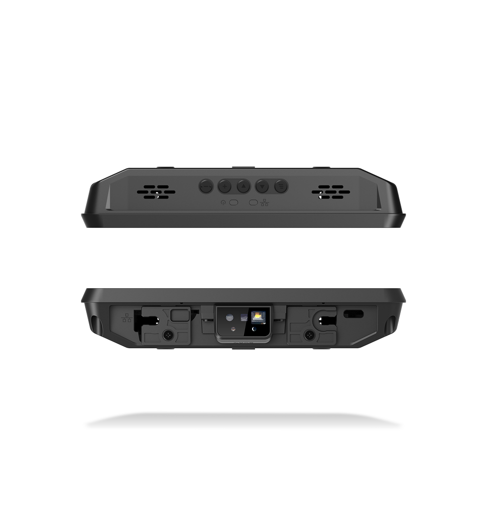 Top and bottom views NQuire 500 Skate II touch panel computer