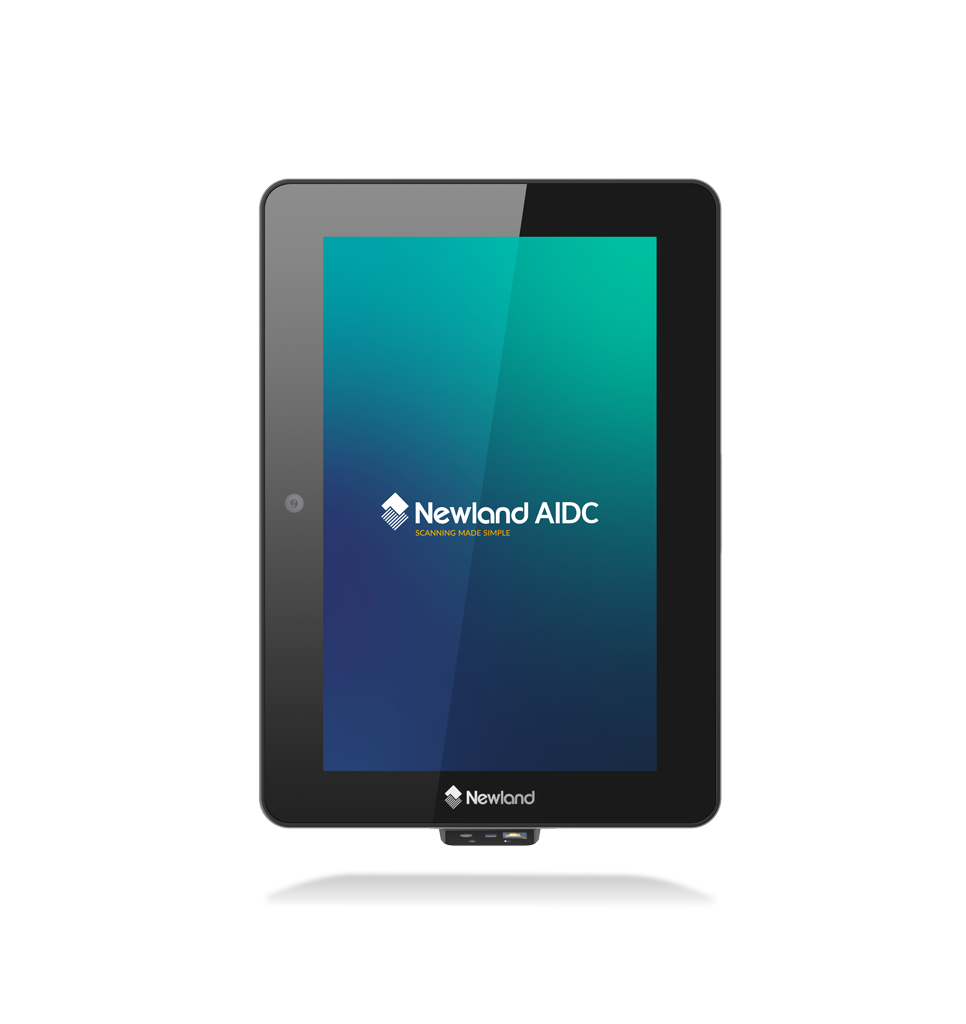 Front view NQuire 750 Stingray II touch panel computer in portrait orientation