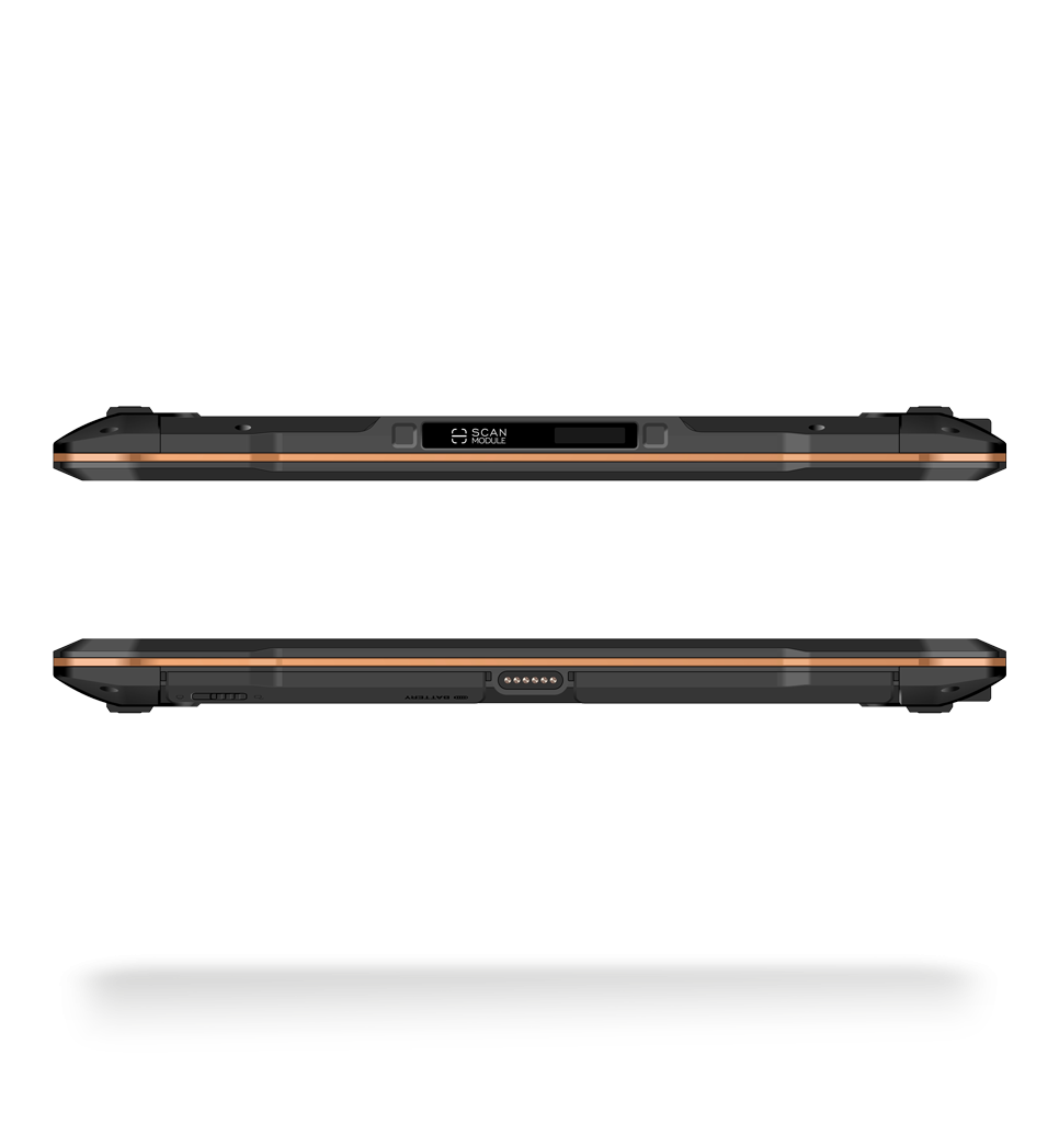 Top and bottom views SD100 Orion Plus touch panel computer