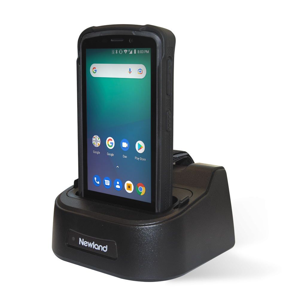 Perspective view MT90 Orca II mobile computer in stand