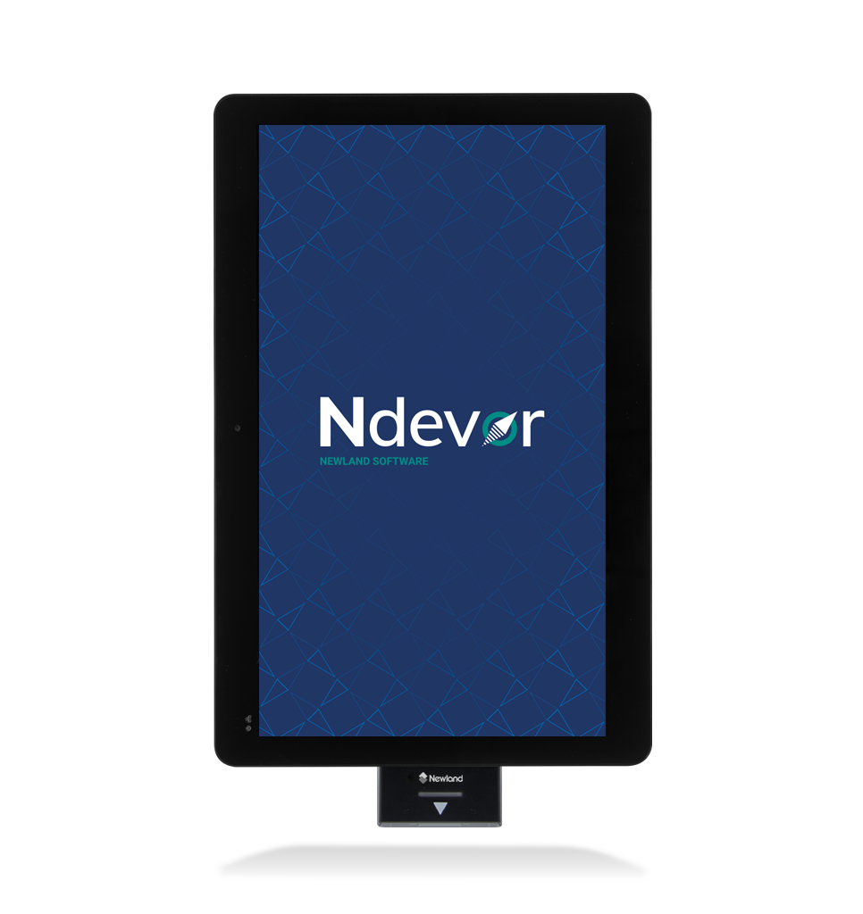 Front view NQuire 1500 Mobula touch panel computer in portrait orientation