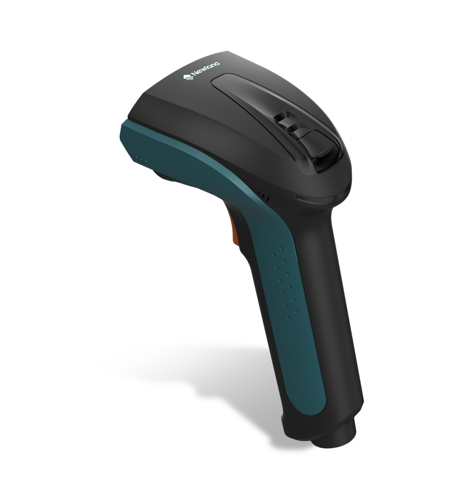 Perspective back view NVH220 Lophius AI Bluetooth industrial handheld scanner