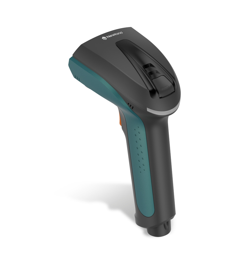 Perspective back view NVH220 Lophius AI Bluetooth industrial handheld scanner