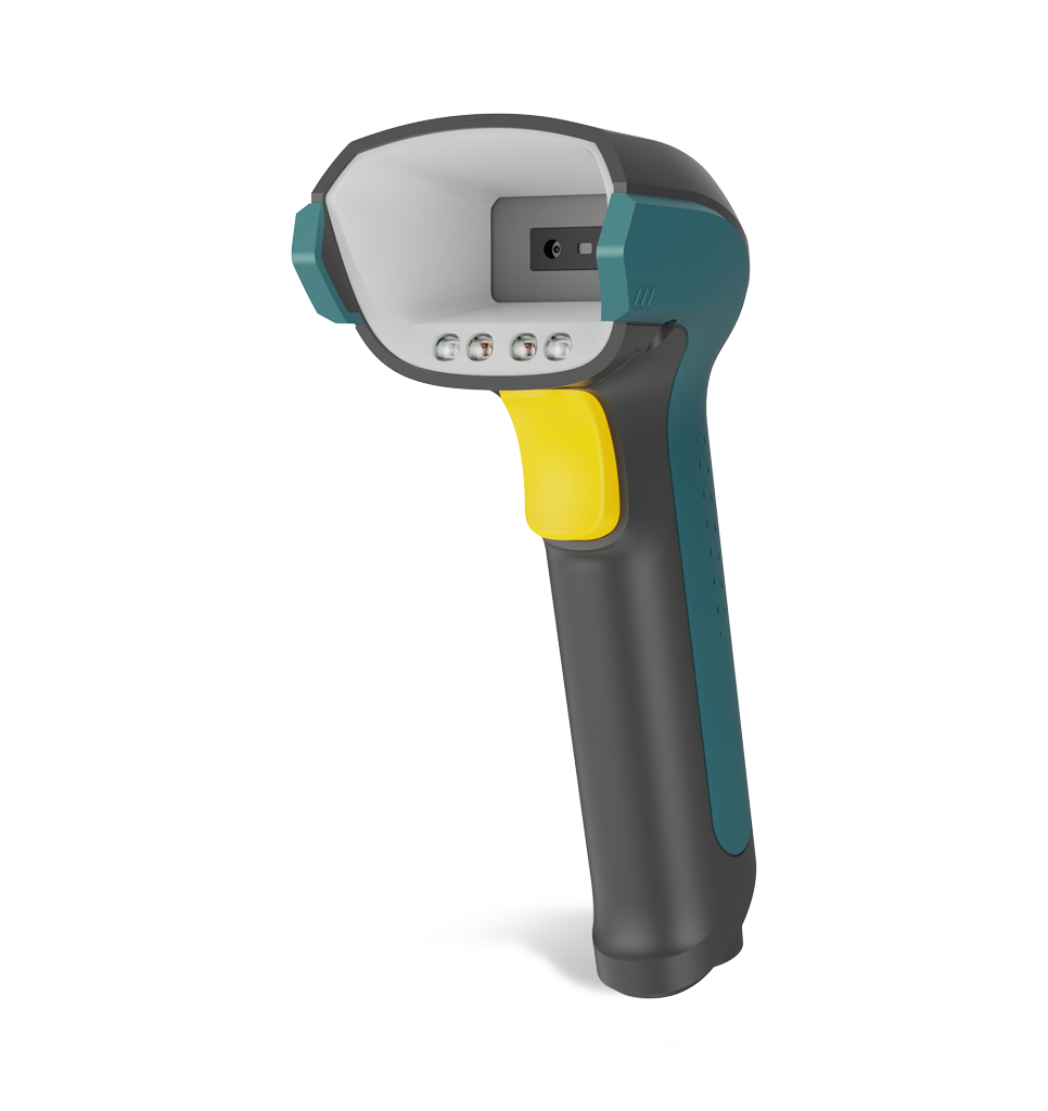 Perspective front view NVH220 Lophius AI Bluetooth industrial handheld scanner