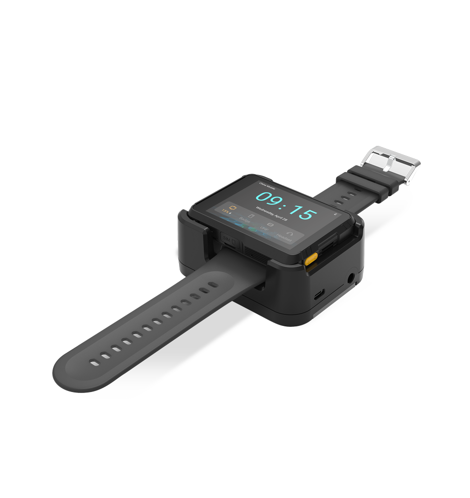 Perspective view NLS-WCD10-1C Base Station for WD1 II Watch Scanner Nwear range with the watch