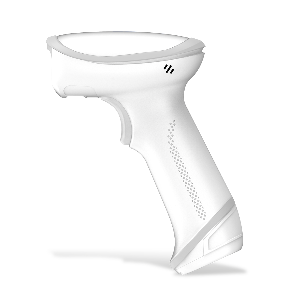 Side view HR23 Dorada AI BT White General Purpose Handheld Scanner