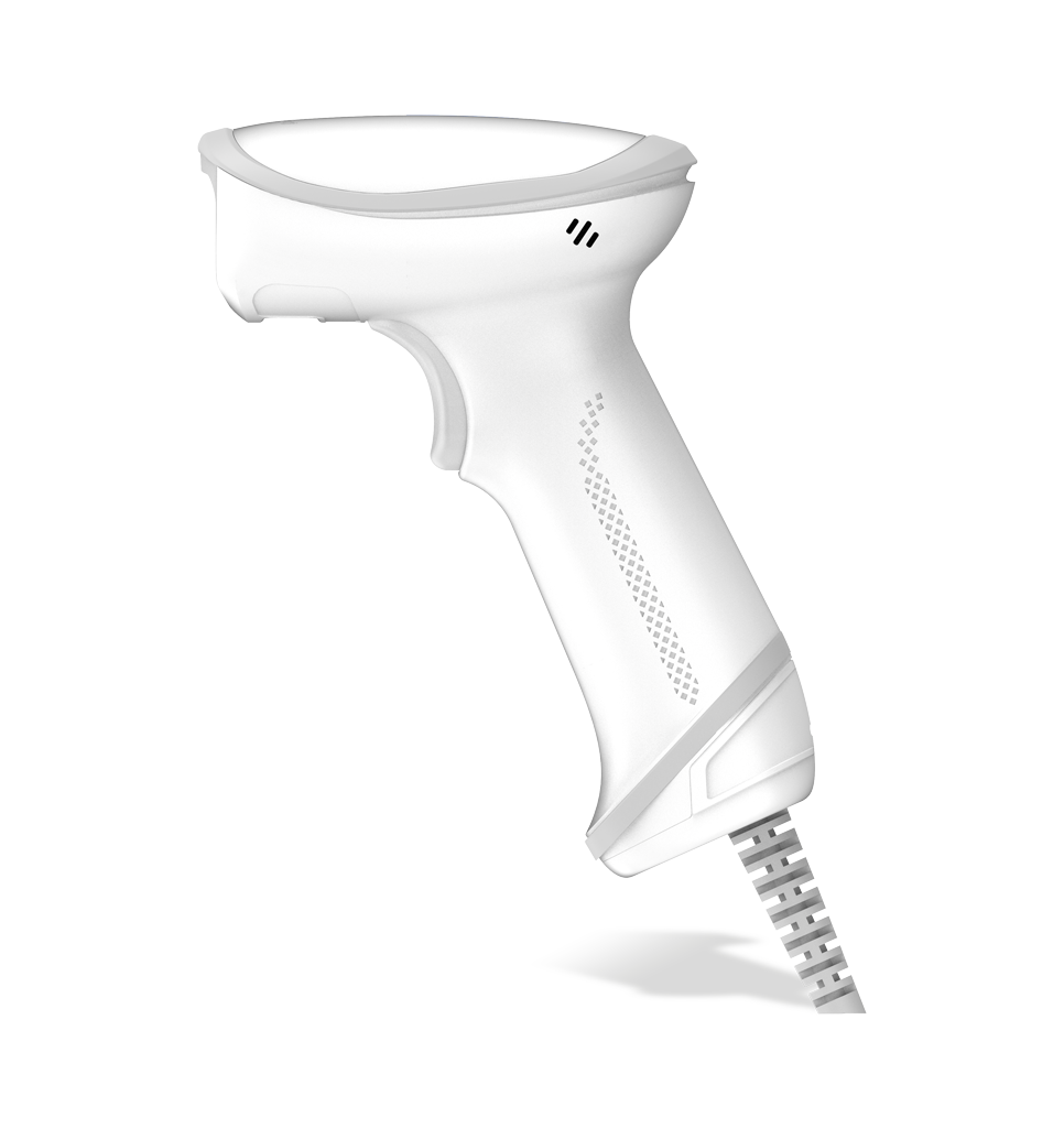 Side view HR23 Dorada AI Corded White General Purpose Handheld Scanner