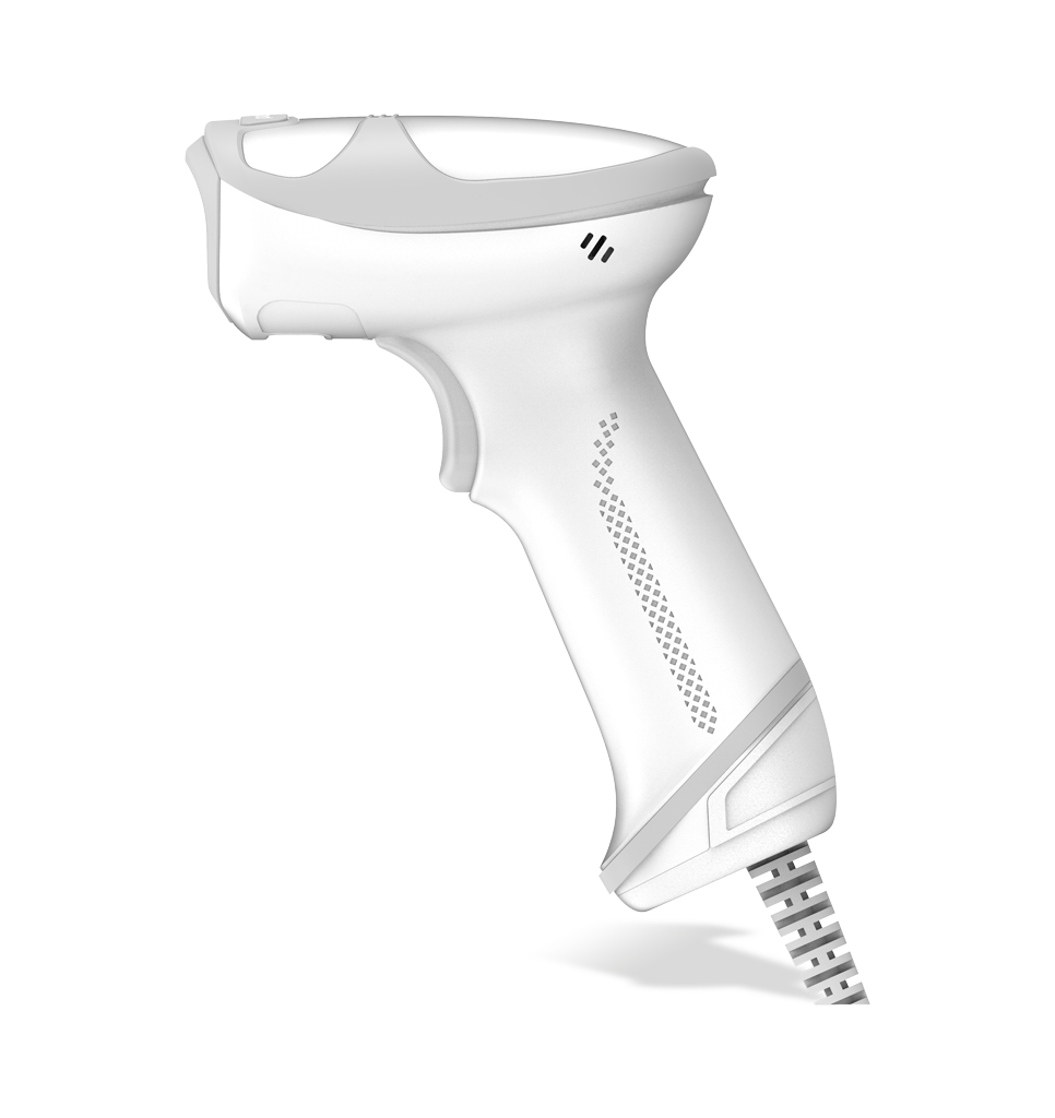 Side view HR33 Marlin AI Corded White General Purpose Handheld Scanners
