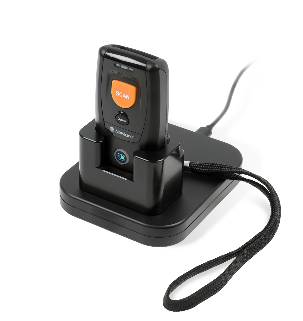 Perspective view NLS-CCC-BS80-01 charging and communication cradle with BS80 Piranha II