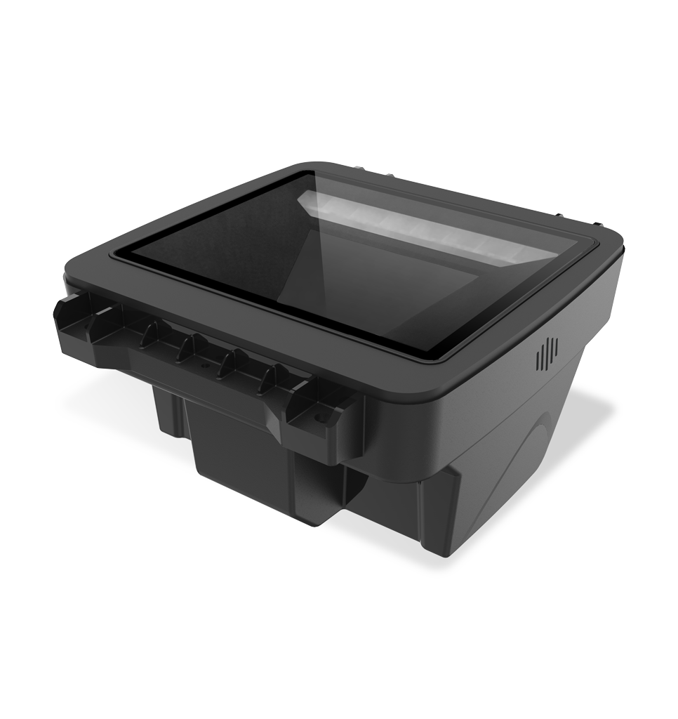 Perspective side view FM80 Salmon AI Fixed-Mount Scanner
